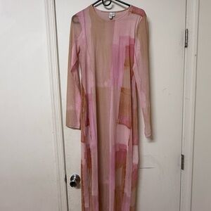 & Other Stories Pink and Brown Long Sleeve Dress